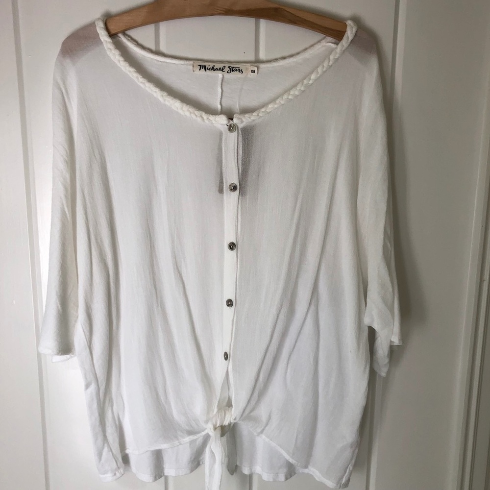 Michael Stars Button Front Tie Blouse